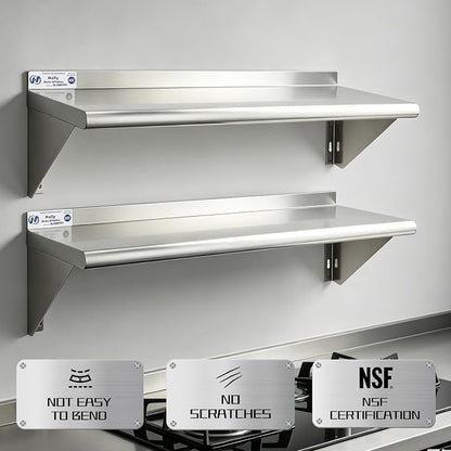 Hally Stainless Steel Shelf Wall Mounted Metal Shelf Wall Shelf 12 x 36 NSF - Image 4