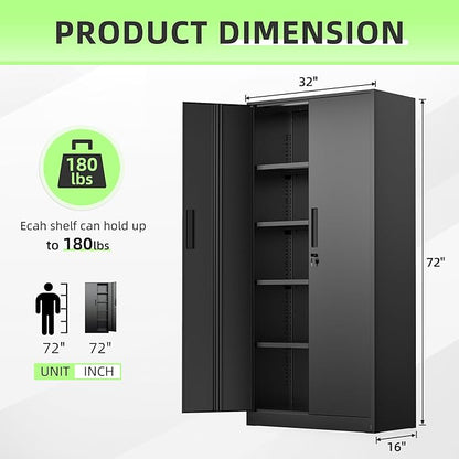 INTERGREAT Black Metal Storage Cabinet, Tall Metal Cabinet - Image 3