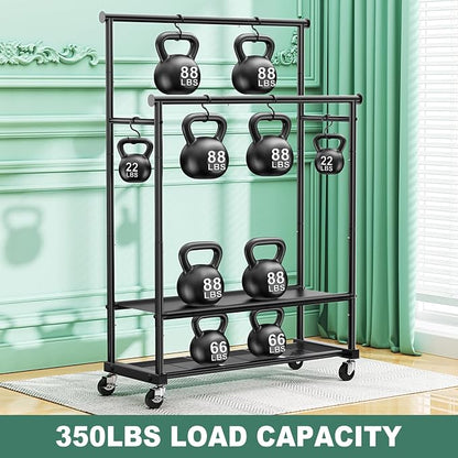Double Rods Clothes Rack for Hanging Clothes, Heavy Duty Rolling Clothing Rack - Image 4