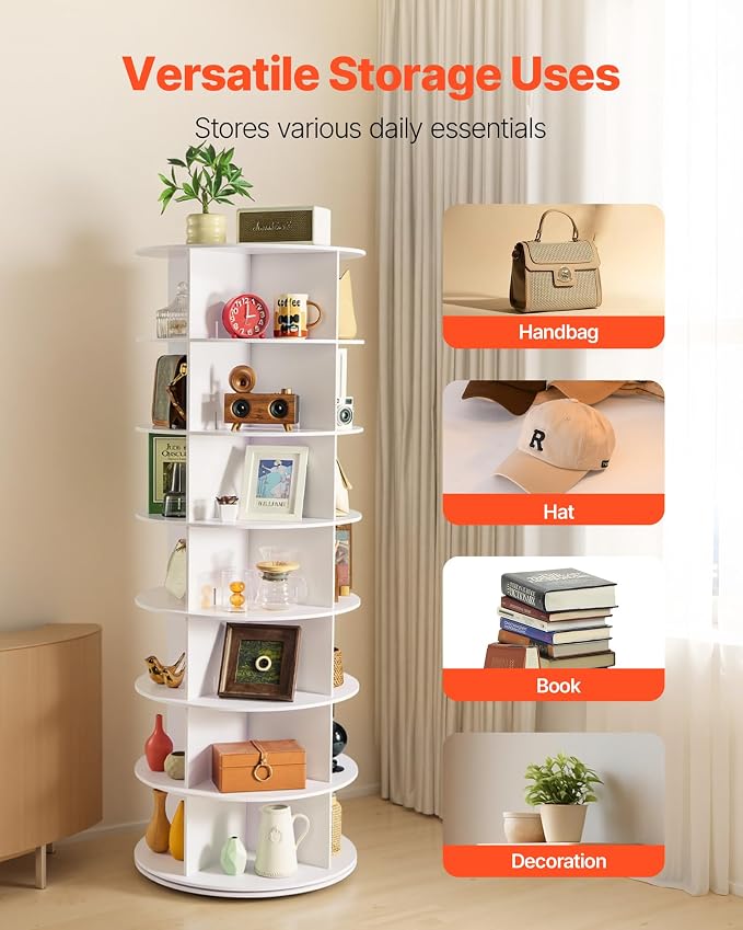 VEVOR 7 Tiers Rotating Shoe Rack Tower, 360° Spinning Shoe Rack, Revolving - Image 8