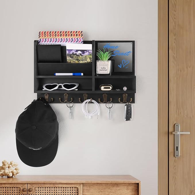 Key Holder Wall Mount, Mail Organizer Wall Mounted, Solid Wood Key Holder - Image 5
