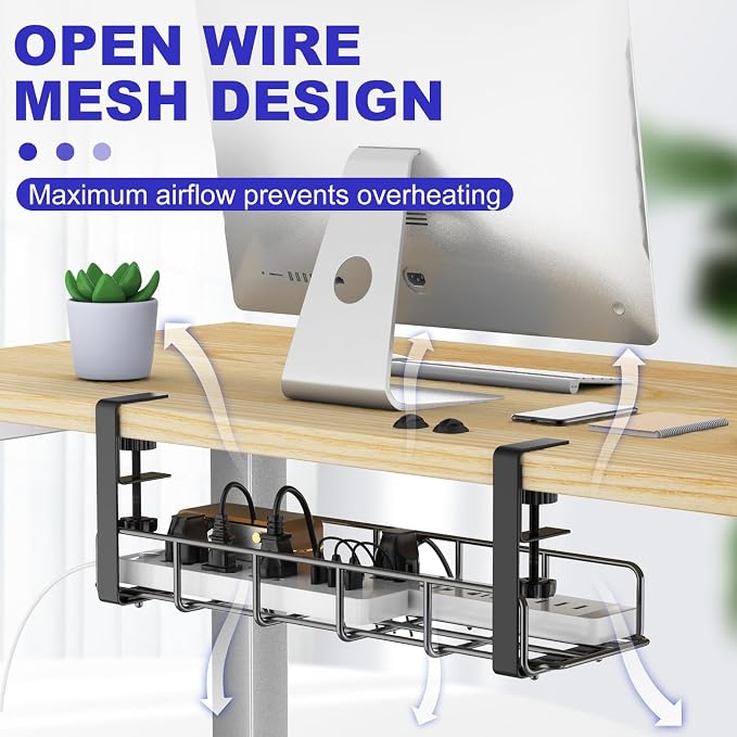 Under Desk Cable Management Tray, 31.5'' No Drill Heavy Duty Steel Cable Tray - Image 7