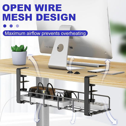 Under Desk Cable Management Tray, 31.5'' No Drill Heavy Duty Steel Cable Tray - Image 7