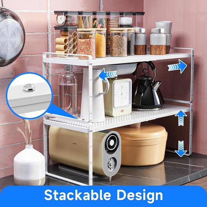 Expandable Cabinet Shelf Organizers, Kitchen Small Stand Rack Organization - Image 4