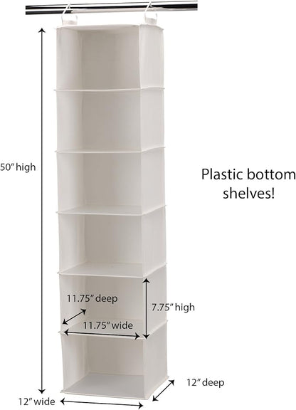 Household Essentials 311312 Hanging Closet Organizer | 6-Shelves | Natural - Image 5
