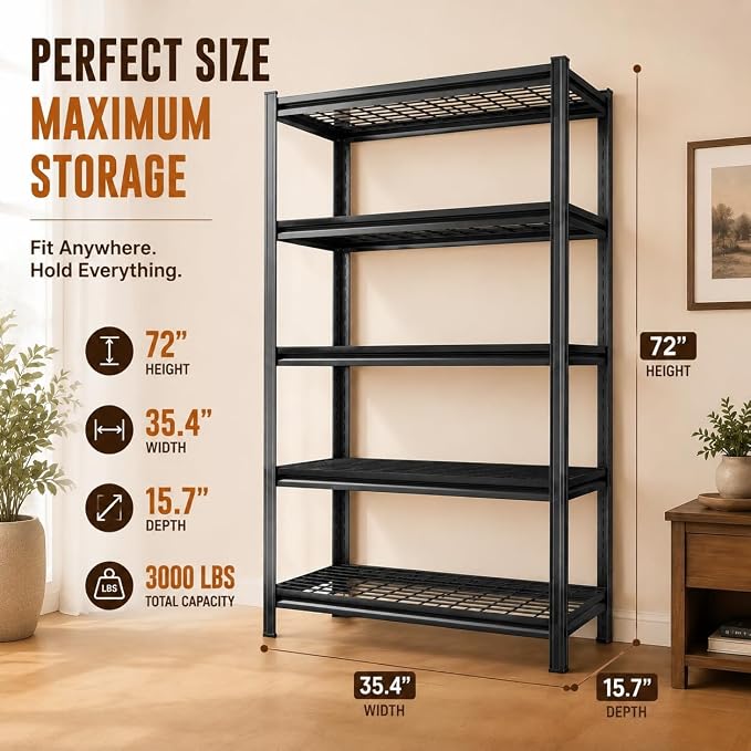 Heavy Duty Metal Bookshelf Adjustable Storage Shelving Unit - Image 2