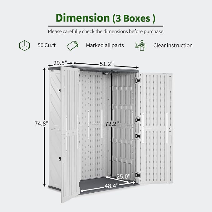 Macrout 50 Cu.Ft Plastic Outdoor Storage Cabinet - Image 3