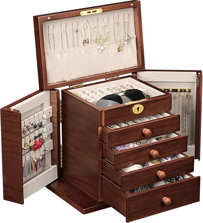Lockable Wooden Jewelry Box for Women - Image 2