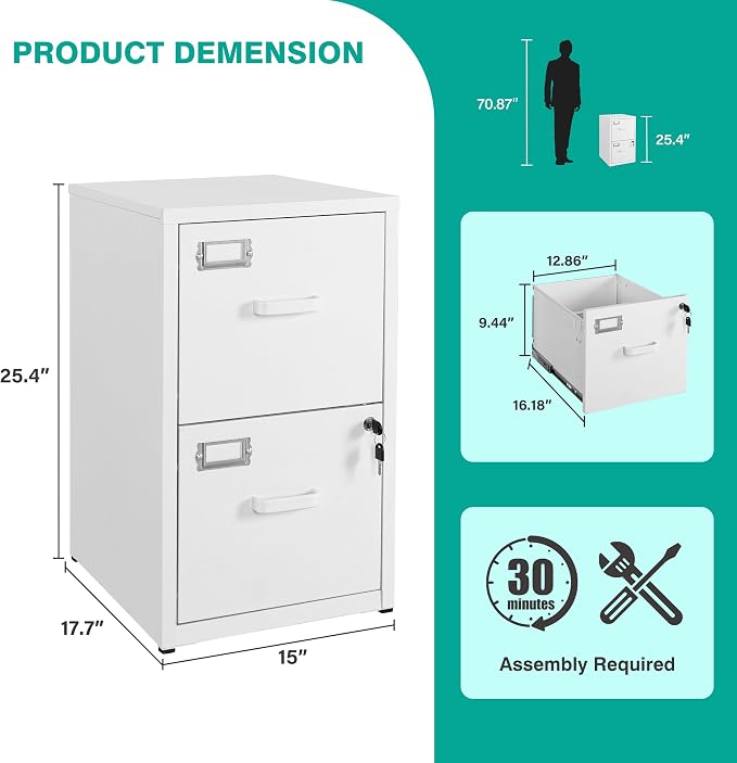 SISESOL 2 Drawer File Cabinet - Image 3