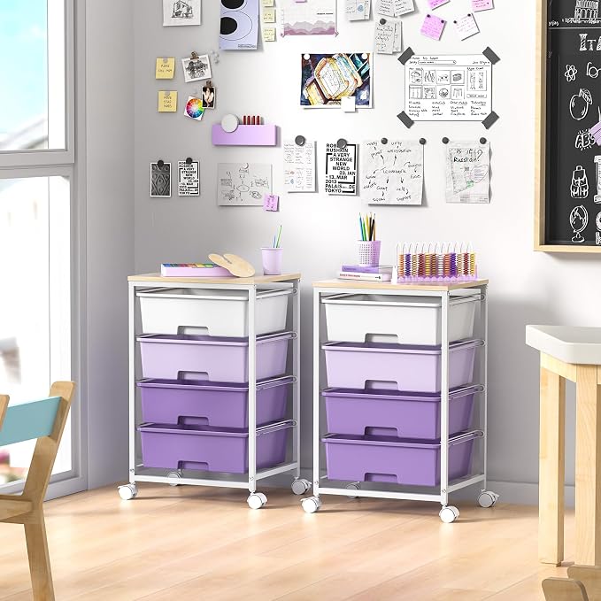Utility Cart with 4 Drawers, Rolling Storage Cart with Drawers, Storage Rolling - Image 8