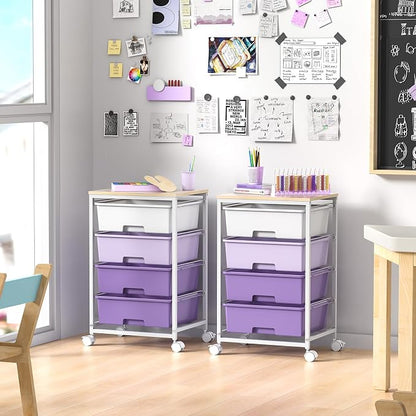 Utility Cart with 4 Drawers, Rolling Storage Cart with Drawers, Storage Rolling - Image 8