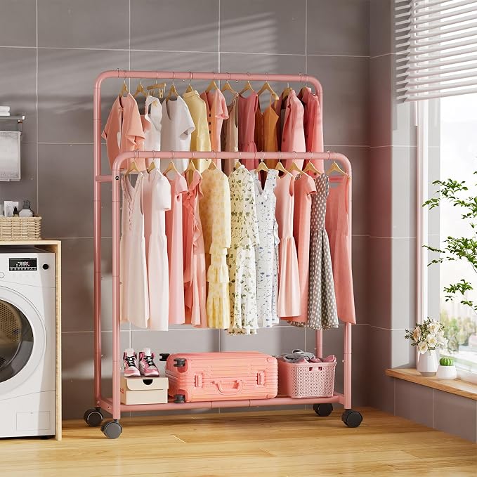 Simple Trending Clothing Clothes Rack Double Rods - Image 4