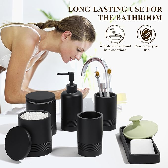 Bathroom Accessories Set, 6-Piece Bathroom Accessory Set, Toothbrush Holders Set - Image 4