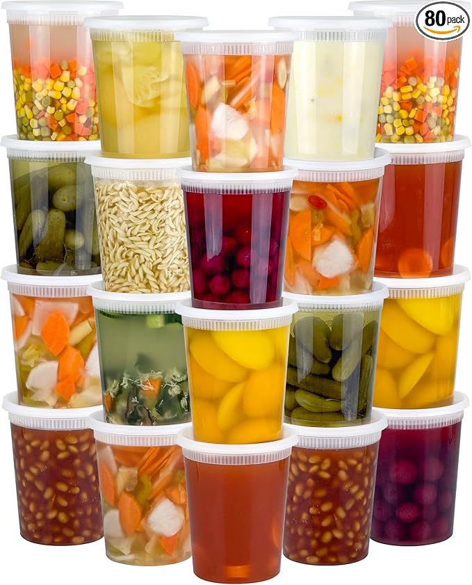 40 Sets Deli Containers with Lids 32 oz, Leak-Proof & BPA Free Airtight Takeout by Dipoo