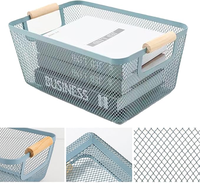 AJIODA Metal Mesh Steel Basket, Large Wire Storage Organizer Basket - Image 3