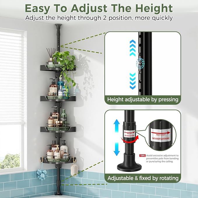 AKINBAS 360° Rotating Shower Caddy Tension Pole - Image 5
