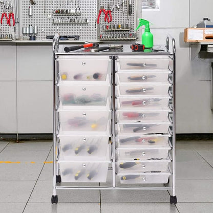 Giantex 15 Drawer Rolling Storage Cart Tools Scrapbook Paper Office School - Image 4