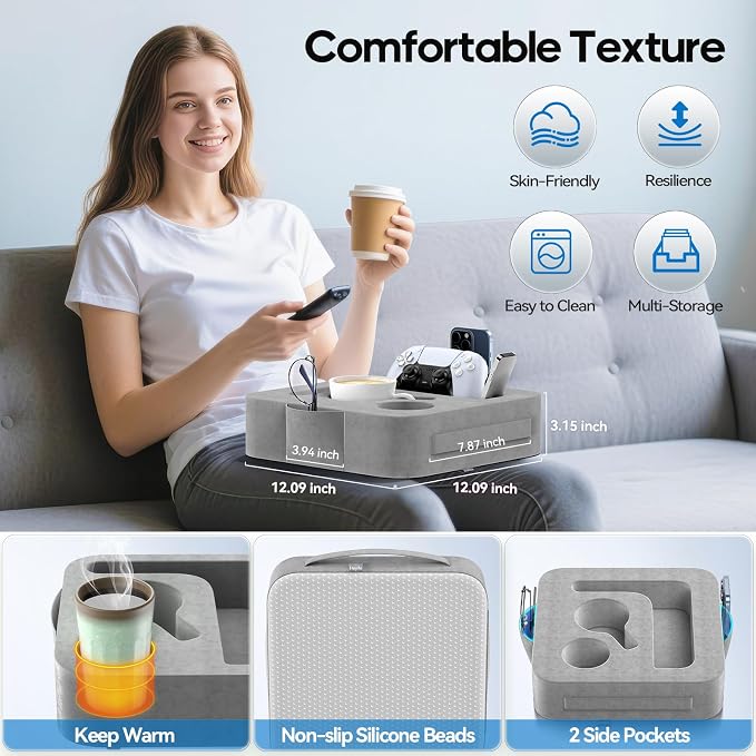 Couch Cup Holder Pillow, Sofa and Bed Caddy - Image 5
