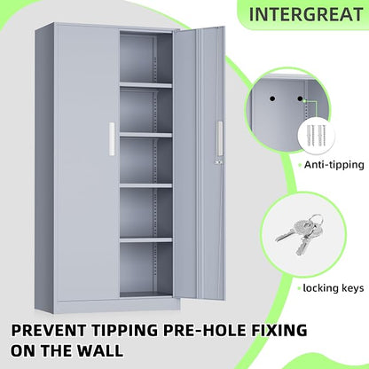 INTERGREAT Metal Storage Cabinet, Tall Metal Cabinet - Image 4