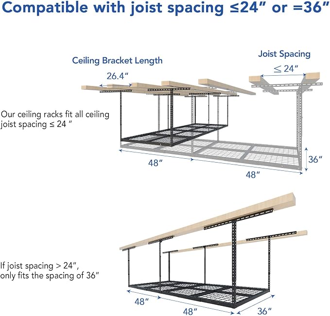 FLEXIMOUNTS 3x8 Overhead Garage Storage Rack, Adjustable Storage Organization - Image 7