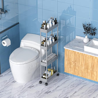 Sooyee 4 Tier Slim Storage Cart, Rolling Storage Cart, Narrow Shelf, Bathroom - Image 3