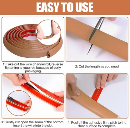 Floor Cord Cover Self Adhesive Cord Hider, 3.3FT Cable Management, Extension - Image 8
