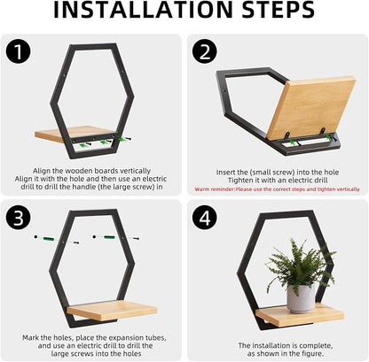 2 Pack Solid Wood & Metal Framework Wall Plant Stands, 9 inch Natural Wood - Image 9