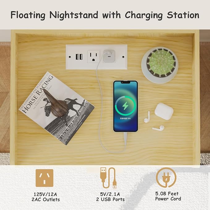 Arbuxzuy Floating Nightstand Set of 2 - Image 3