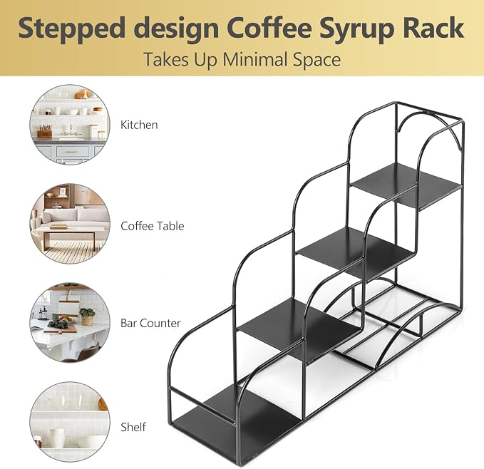 Syrup Rack for Coffee Bar Accessories, Iron 4 Compartment Bottle Organizer - Image 5