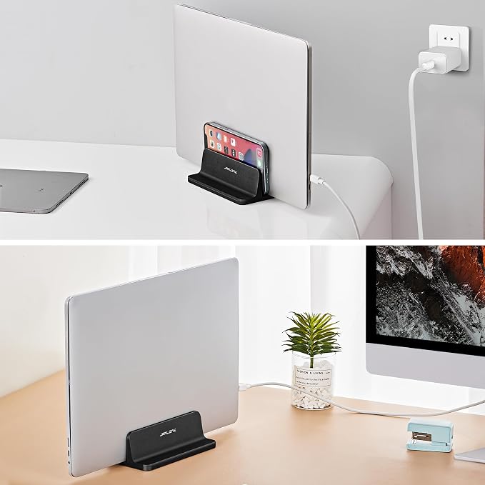 JARLINK Vertical Laptop Stand, Adjustable Aluminum Desktop Holder, Space-saving - Image 7