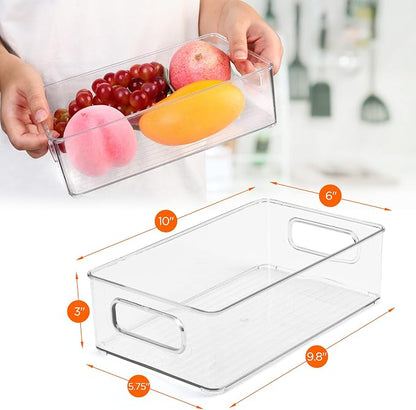 LotFancy Refrigerator Organizer Bins, 4 Pack, BPA Free Clear Plastic Storage - Image 3