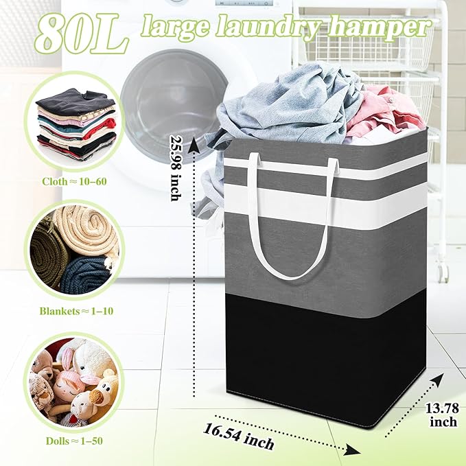 2-Pack Foldable Laundry Basket, Large Laundry Baskets - Image 2