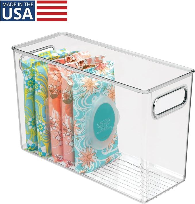 iDesign Slim Clear Plastic Bathroom Storage Bin, Tall Narrow | Organizer - Image 2