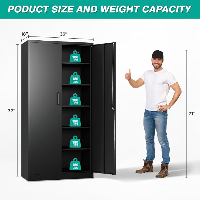SISESOL Wide & Deep Metal Storage Cabinet - Image 3