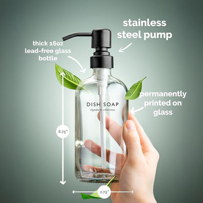 Vine Creations Clear Glass Soap Dispenser Set, Dish Soap and Hand Soap - Image 5