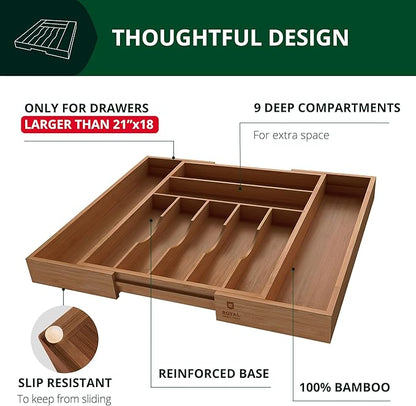 ROYAL CRAFT WOOD Luxury Bamboo Kitchen Drawer Organizer - Image 4