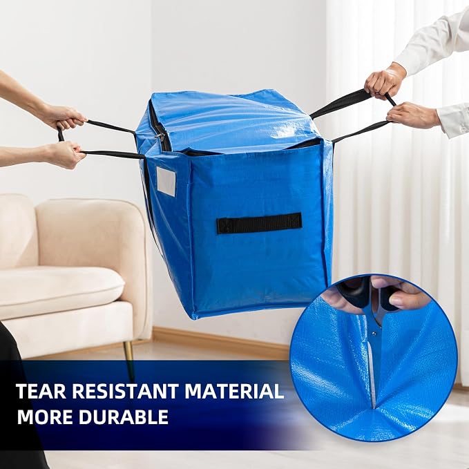 TAILI Extra Large Moving Bags, 10 Pack Blue Heavy Duty Totes - Image 4