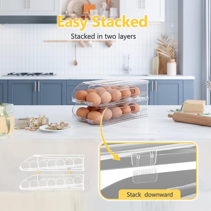 Egg Holder for Fridge, Automatic Steady Rolling Egg Container - Image 5