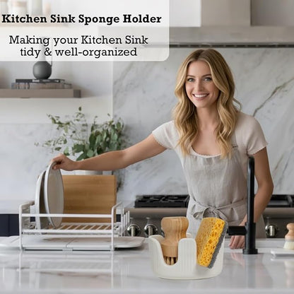 Ceramic Sponge Holder, 2-Slot Dish Sponge Holder - Image 2