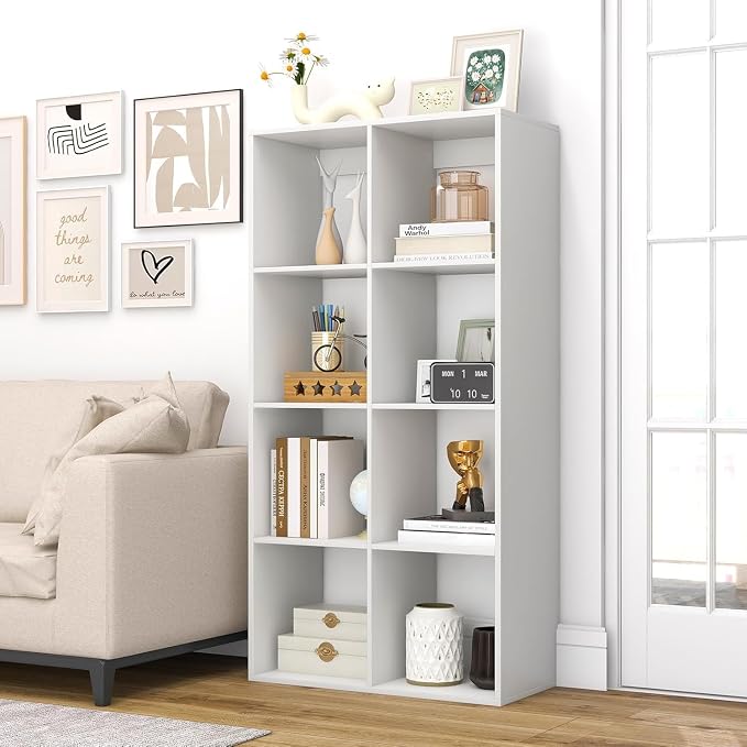 POWERSTONE 8 Cube Storage Organizer, 4 Tier Cubby Bookshelf Freestanding - Image 8