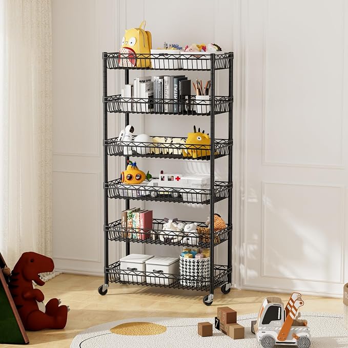 6 Shelves Storage Shelf Wire Closet Bathroom Organizers Metal Pantry Kitchen - Image 7