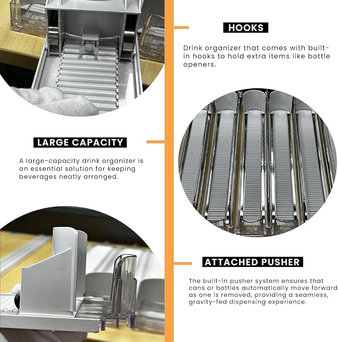 Soda Can Organizer with Automatic Can Pusher | Refrigerator Drink Organizer | - Image 5