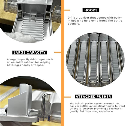 Soda Can Organizer with Automatic Can Pusher | Refrigerator Drink Organizer | - Image 5