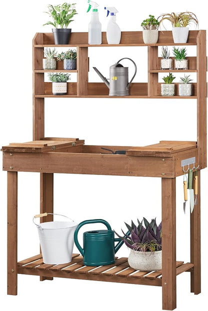 Yaheetech Outdoor Potting Bench, Display Rack & Storage Shelf, transplanting by Unknown