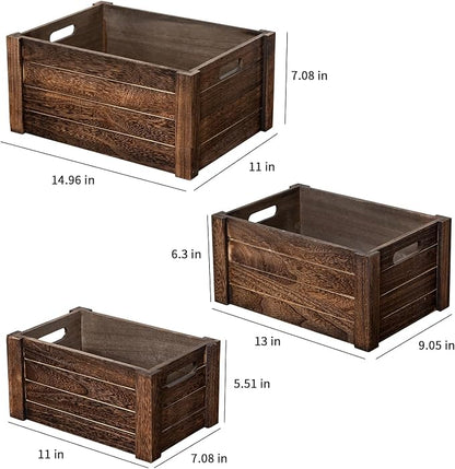 Large Vintage Brown Wooden Crates - Image 6