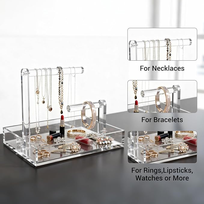 LUGUNU 2-Tier Bracelet Holder & Necklace Display Stand - Image 3