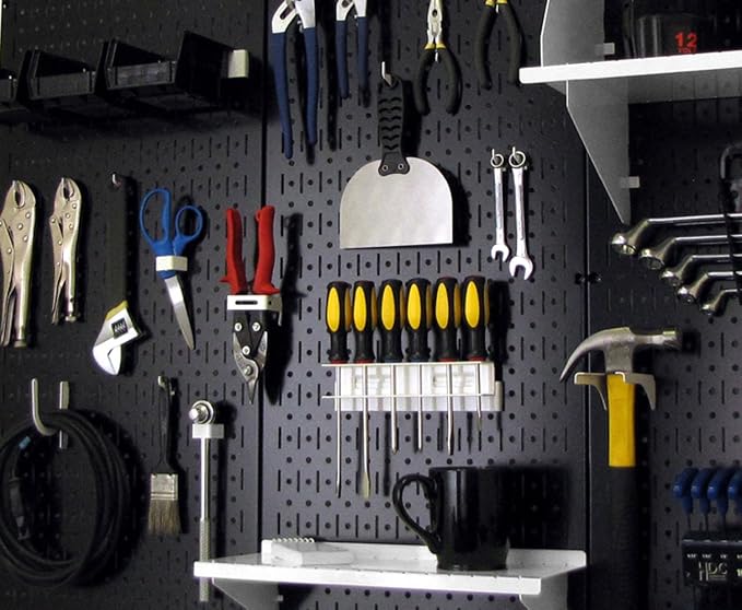 Wall Control Pegboard 32in x 16in Black Metal Pegboard Tool Board Panel - Image 2