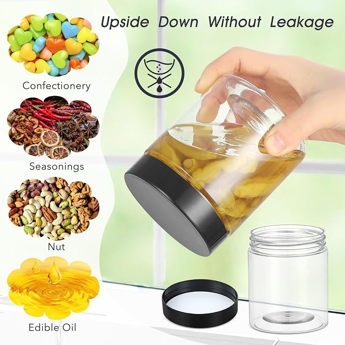 36PCS16OZ Plastic Jars with Screw On Lids, Labels Refillable Empty Round Slime - Image 5