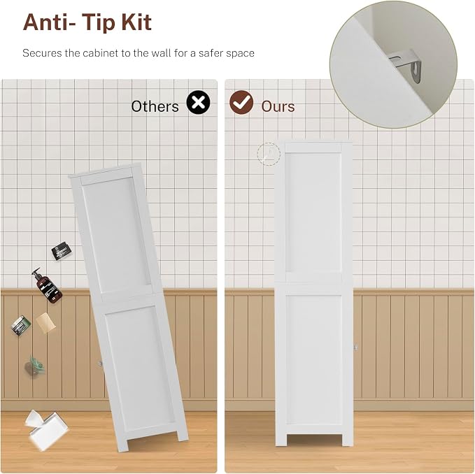Iwell Tall Bathroom Cabinet, Storage Cabinet - Image 9