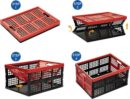 Eslite 34L Large Plastic Folding Storage Crates, Collapsible Crates - Image 3